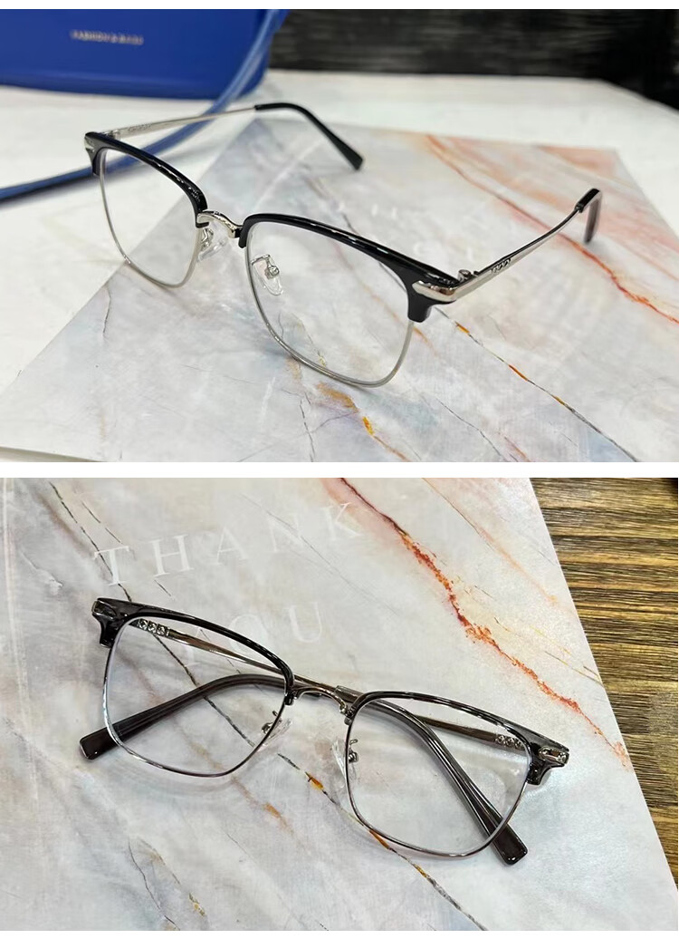 猫耳半框眼镜网红半框眼镜近视男款可配度数眼睛大框素颜眼镜框镜架女