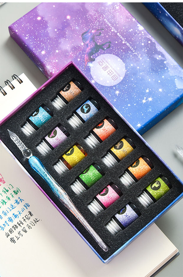精选品质玻璃笔星空笔水晶笔手工创意学生钢笔古风蘸水笔网红生日礼盒