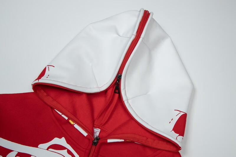 kapital平田和宏骨架骨头印花街头潮牌拉链开衫外套加绒连帽卫衣 红色