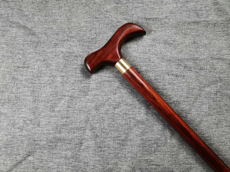 防滑紫檀实木质登山手杖老人红木头拐杖圆头绅士文明棍老年仗进口