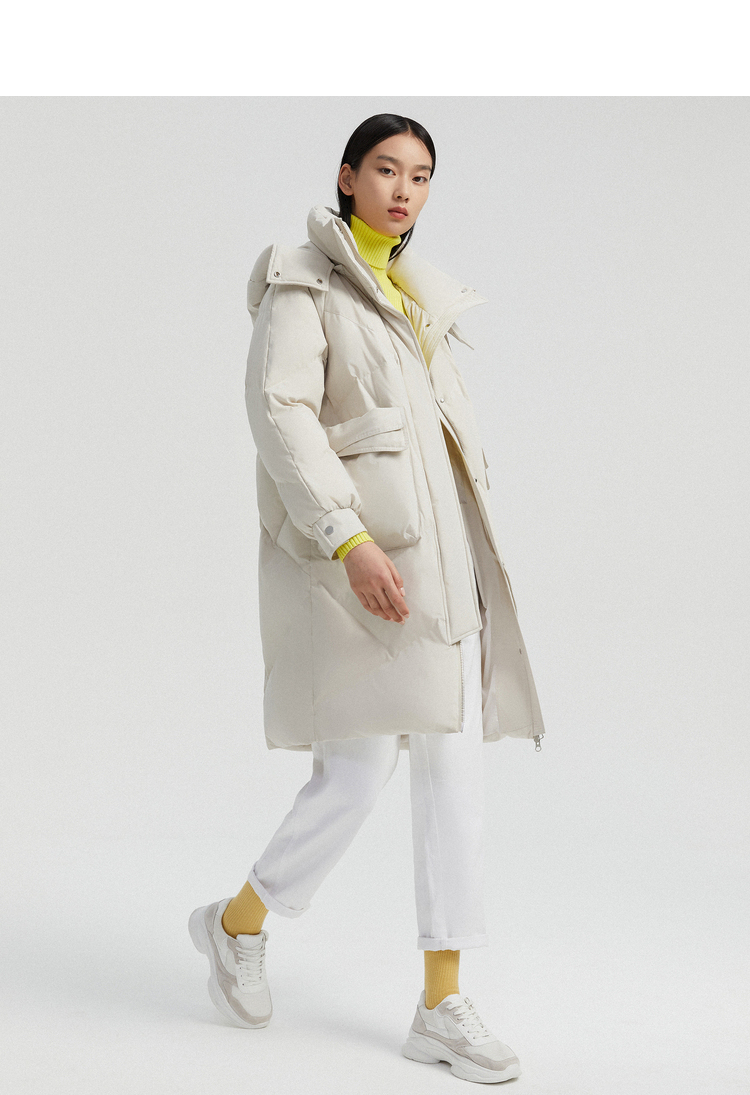 波司登羽绒服女士可脱卸帽莫兰迪色系羽绒服b00145904 勋章黄3075 185