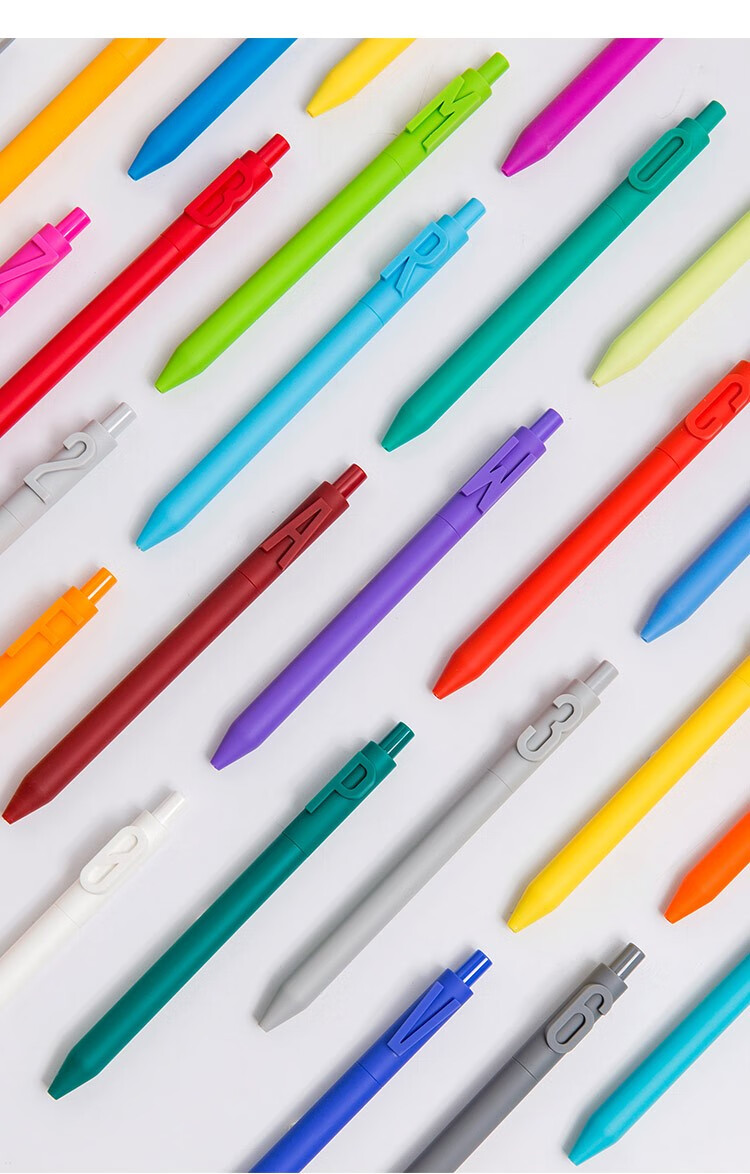 字母笔英文数字创意按动式in糖果色彩色学生中性笔字母j橄榄黄黑