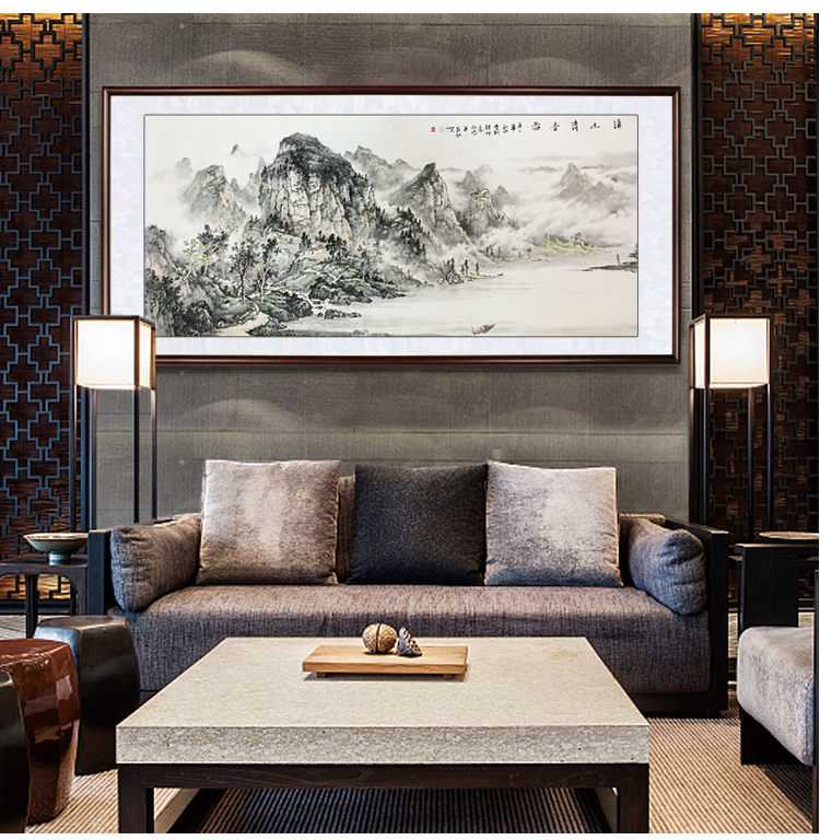 客厅,职场工艺:手绘装裱方式:有框题材:山水字画幅数:单幅类别:国画