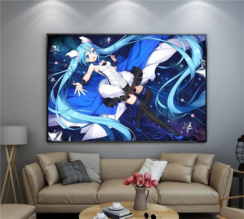 初音未来虚拟歌姬装饰画二次元动漫壁画卧室客厅公主殿下miku挂画萧萧