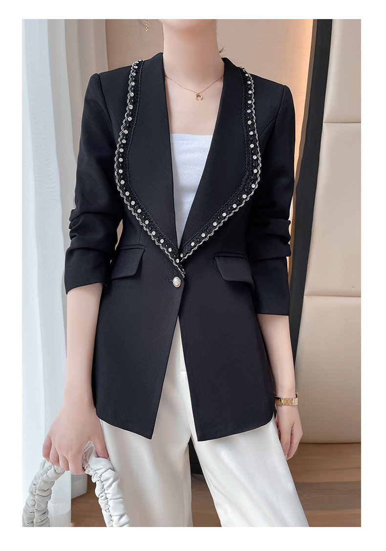 ceezemc 香港潮牌钉珠镶钻花边小西装女 2021冬季新款气质时尚休闲