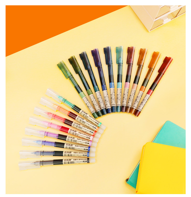 点石走珠笔直液式走珠君复古色彩色中性笔05速干针管型学生考试用笔