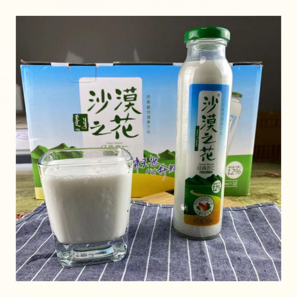 沙漠之花杏仁乳饮料内蒙古赤峰敖汉杏仁露饮品果汁8瓶装经典沙棘汁8