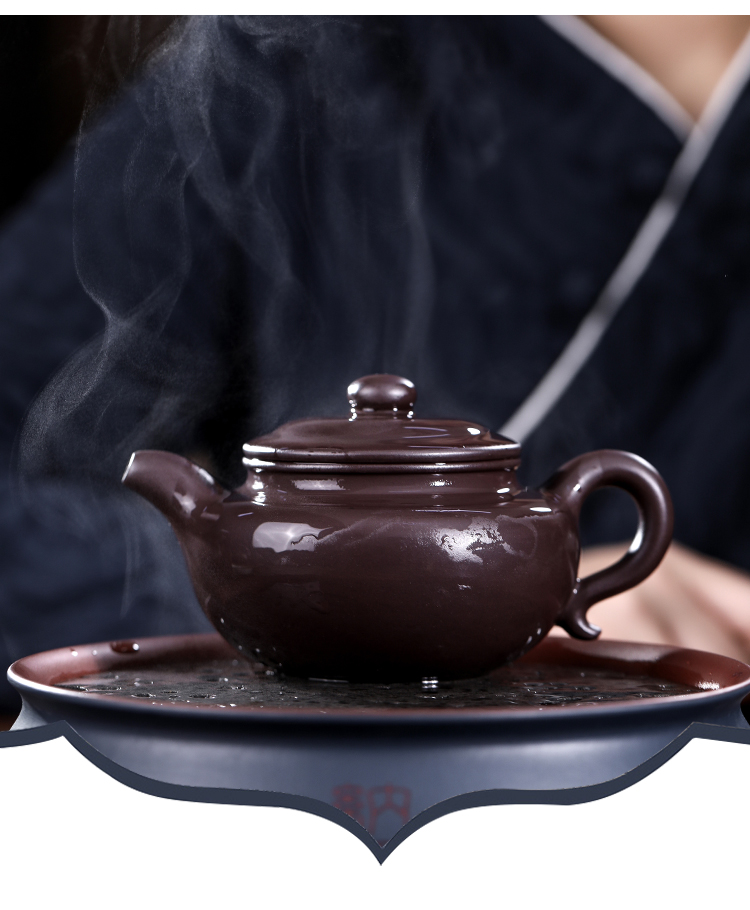 仿古紫砂壶手工紫茄泥石黄料手工正宗宜兴大亨茶壶单壶 大亨仿古石黄