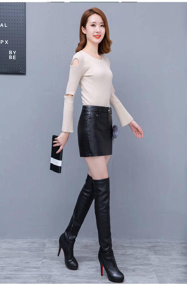 新品皮裤女新款加绒加厚打底裤修身显瘦包臀皮休闲皮不加绒皮裤裙3xl