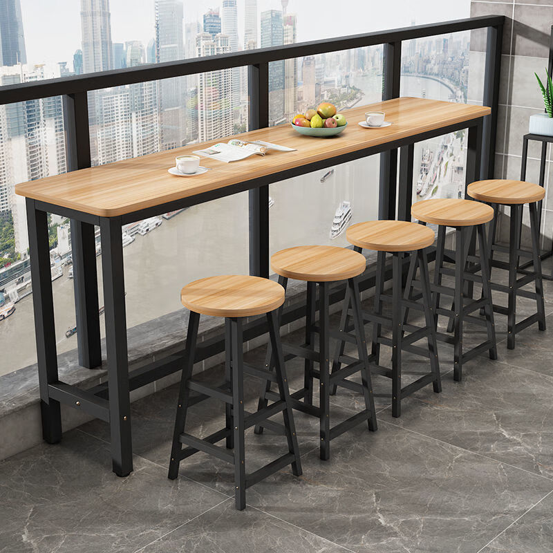 吧台桌家用简约圆角小吧台窄桌子酒吧长条桌子餐桌奶茶店隔断吧台