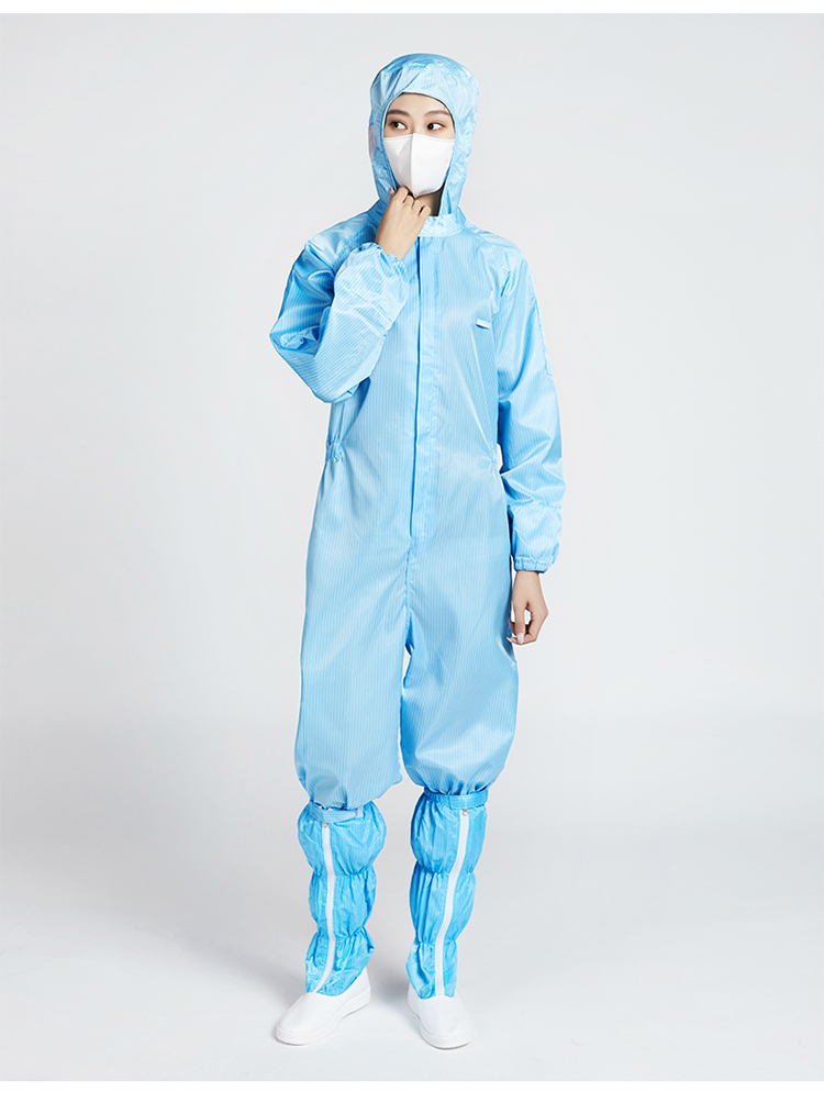 带帽套装工业喷漆养殖场防静电工作服工装可开票蓝色连体服不含鞋s