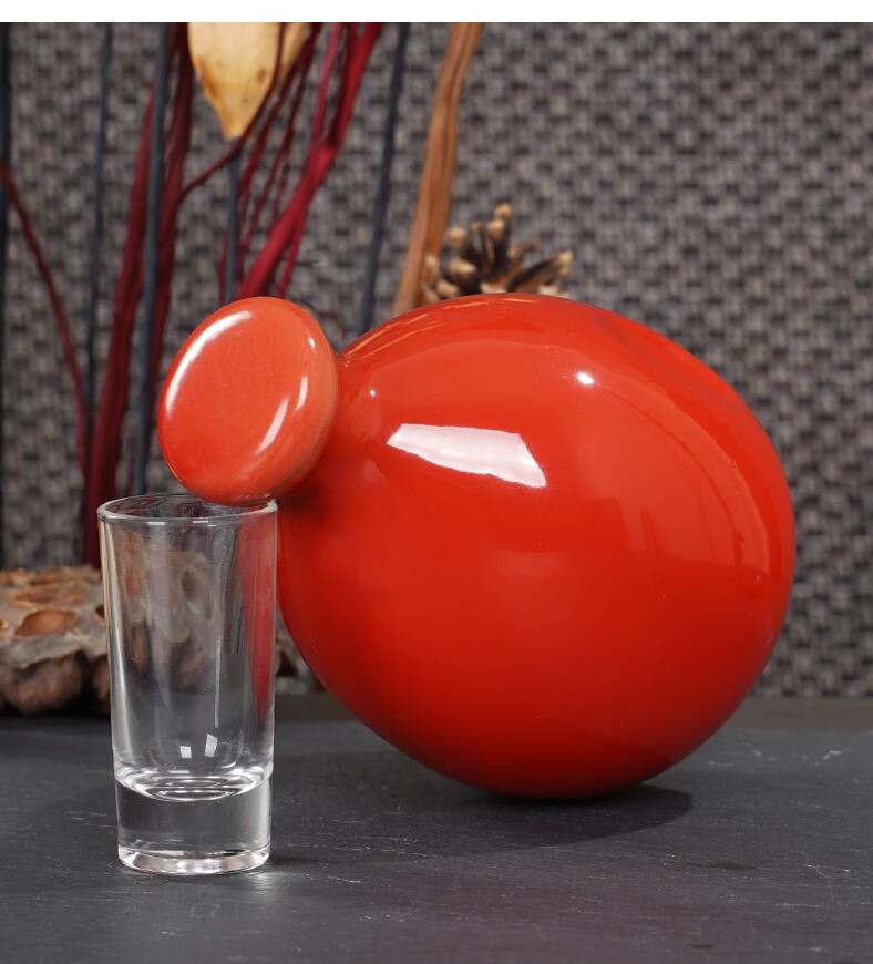 红色酒瓶子1斤2斤空瓶家用小陶瓷白酒结婚喜庆用祝寿专用小坛子 红色