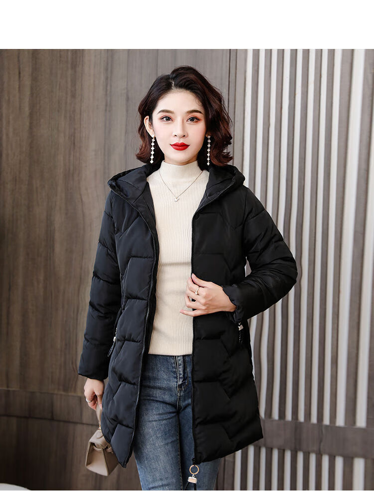 皮尔卡丹九江羽绒服女中长款冬季新款连帽防寒防冻韩版宽松大码外套