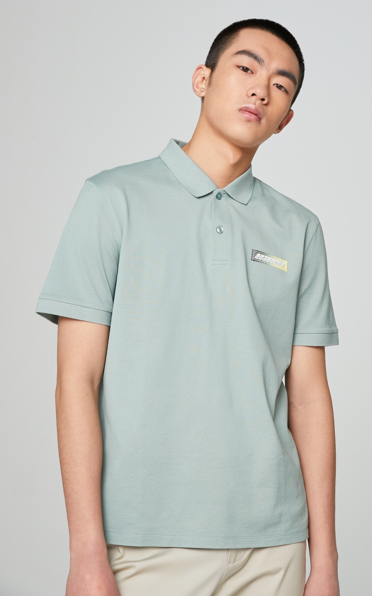 selected思莱德男士新款针织胶印短袖polo衫s421206039 蓝色 180/100a