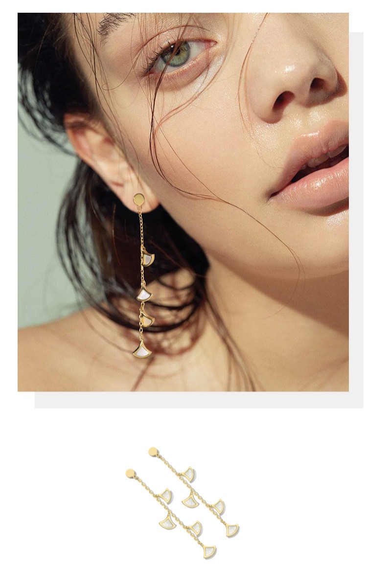 御弗流苏耳链韩国气质流苏女长款耳坠吊坠耳钉宴会耳环饰品杏叶流苏耳