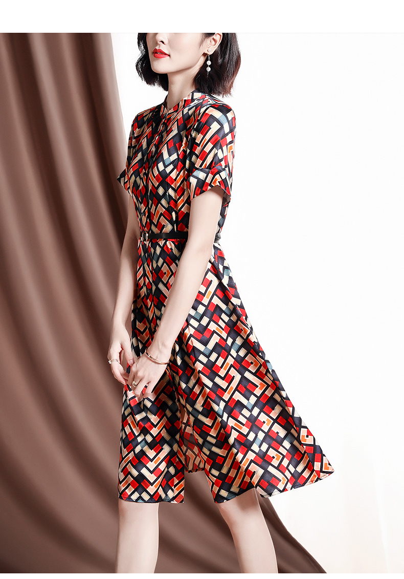 昱儿碎花真丝连衣裙女2021夏季新款设计感小众气质短袖桑蚕丝中长裙子