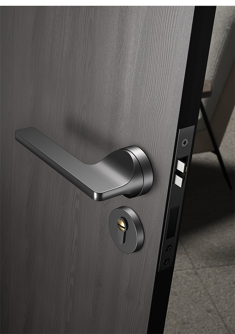 珏铭门锁室内卧室房门静音磁吸门把手房间门分体锁 灰钢拉丝分体【单