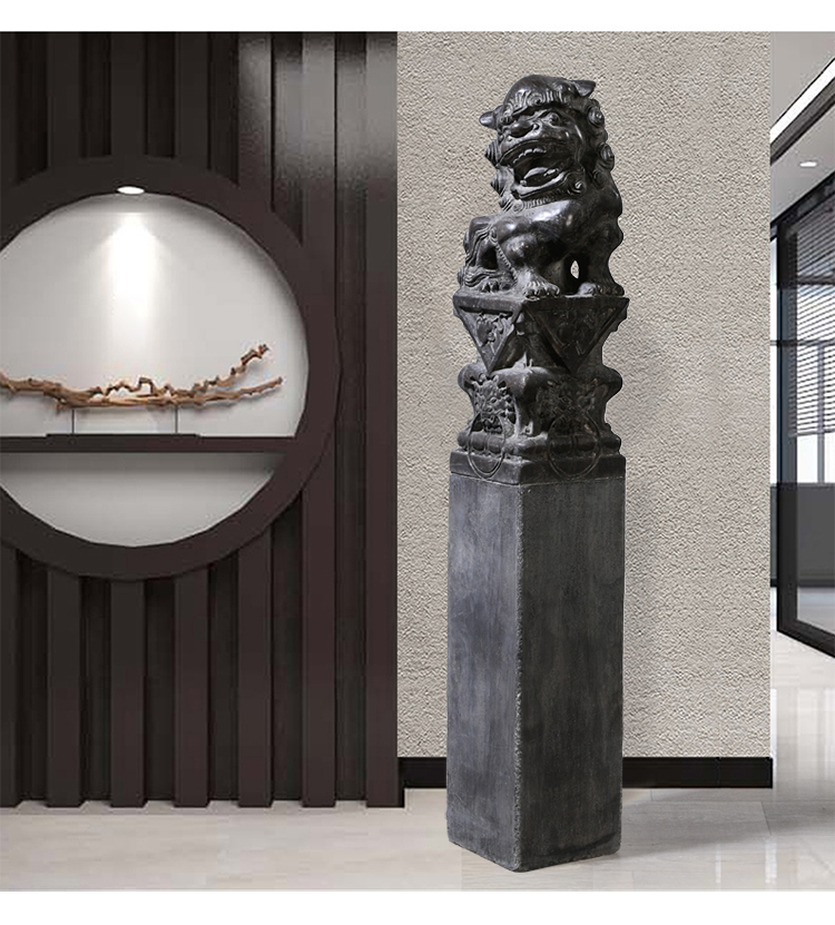 石雕拴马桩新中式石狮子拴马柱酒店装饰青石拴马石家用成对拴马桩