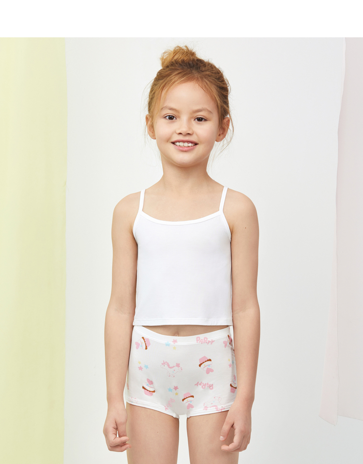 爱慕儿童内裤女童莫代尔天使小裤modal印花女孩中腰平角裤 樱桃冰淇淋