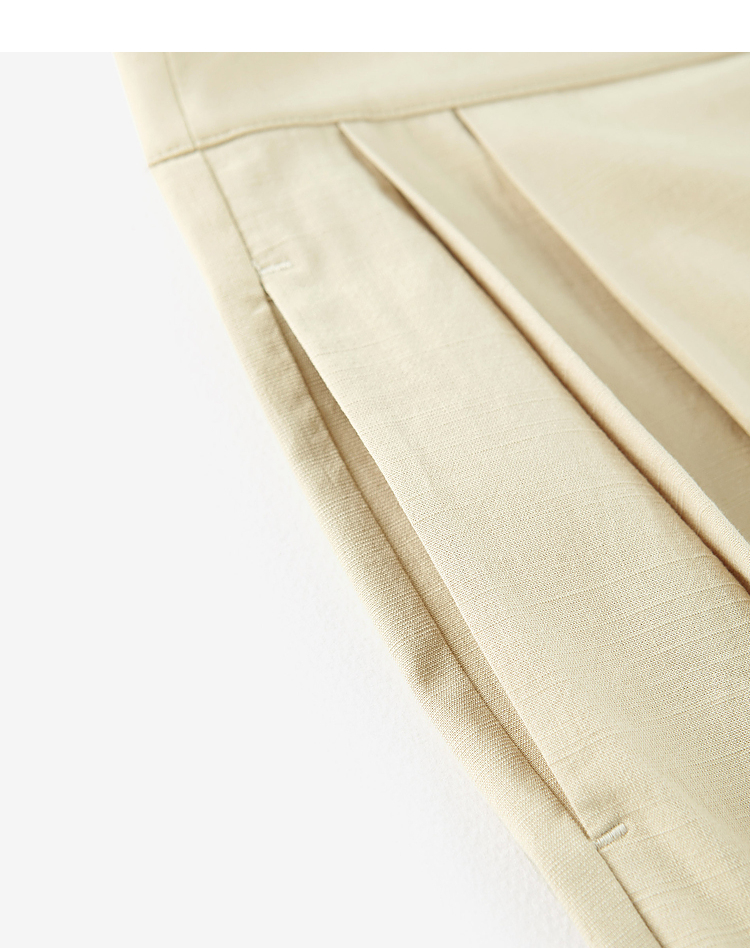 【商场同款】茵曼2021夏装新款棉麻质感不规则设计感宽松休闲裤 浅