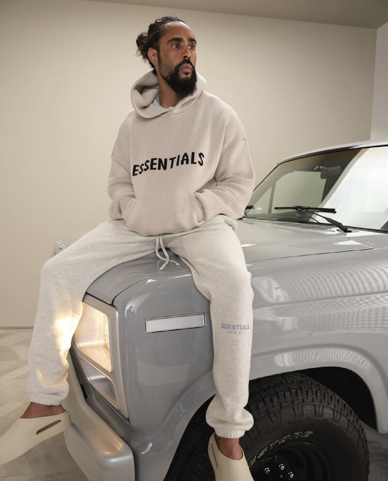 fear of god fog essentials胸前字母毛衣针织衫连帽卫衣高街情侣 苔