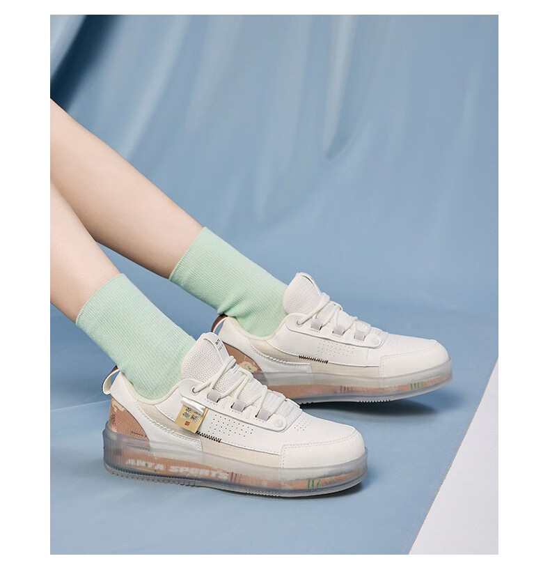 【果冻鞋2】安踏板鞋女2022秋季新款透明底休闲小白鞋情侣运动鞋子