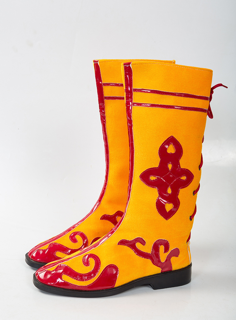 民族舞蹈蒙古舞表演出男女靴新疆靴藏族靴子美猴王儿童走秀打鼓鞋白色