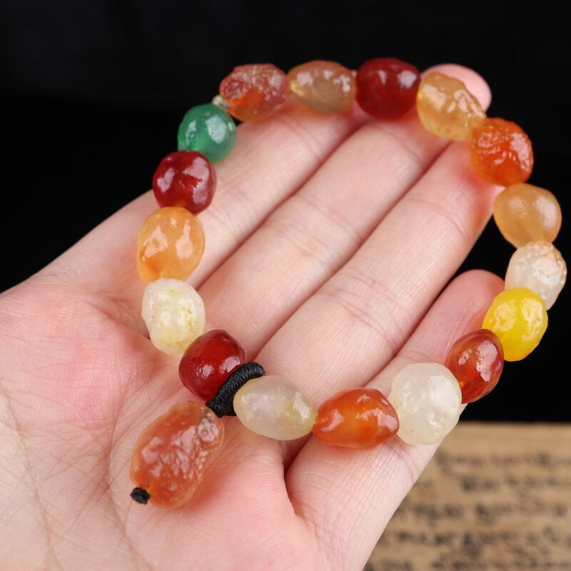 葡萄干糖心玛瑙彩色单圈手串手链女款礼物饰品 多圈7mm【图片 价格