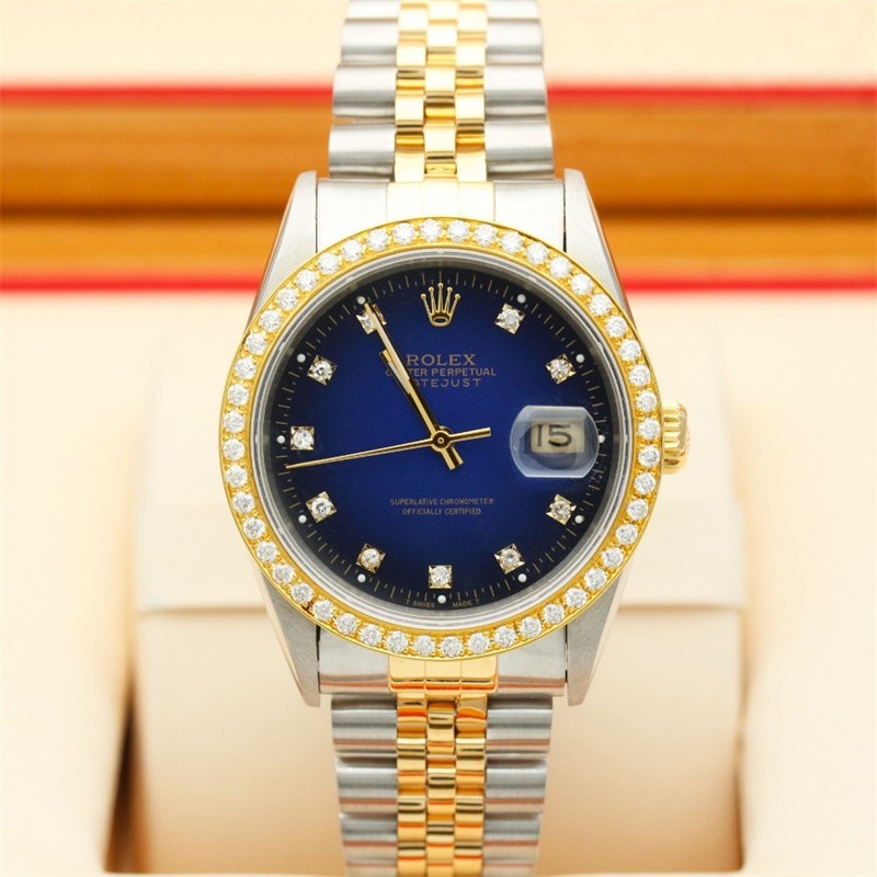 【二手95新】劳力士手表日志型系列16233间金后镶钻日期自动机械表男