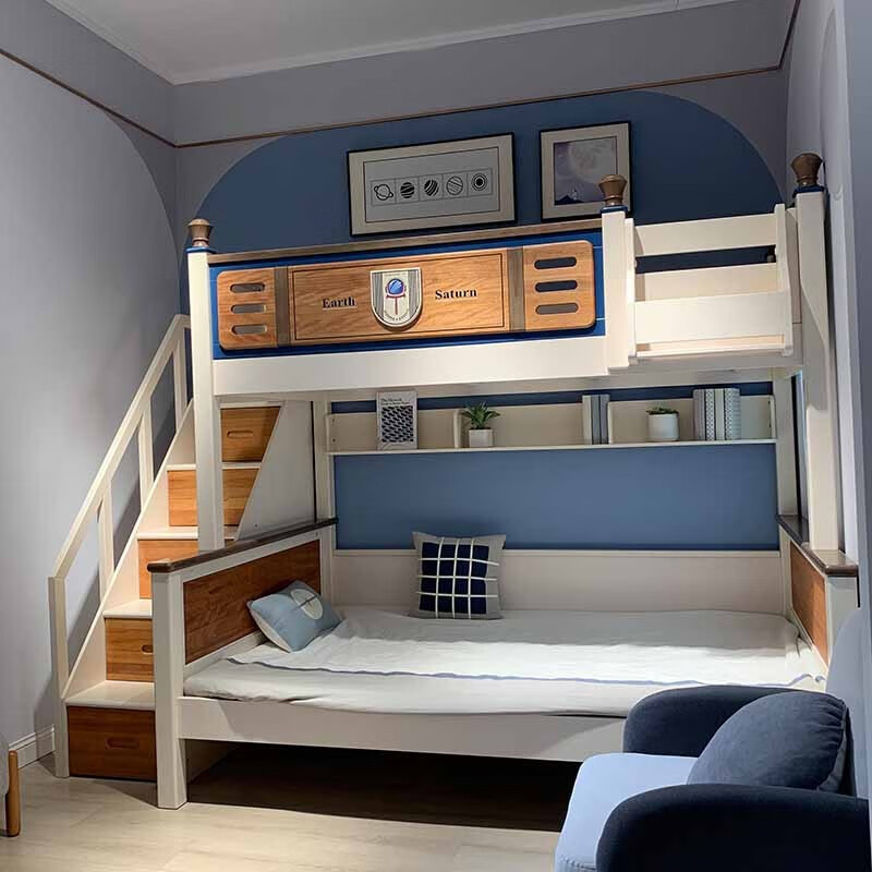 童友 高低床 实木上下床男孩橡木多功能组合子母床儿童套房家具组合高