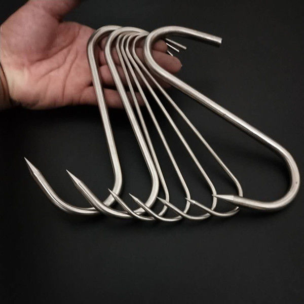 不锈钢s型挂钩烧腊肉钩子烤鸭香肠鱼牛猪吊挂肉勾子尖头s形晾晒腌13x