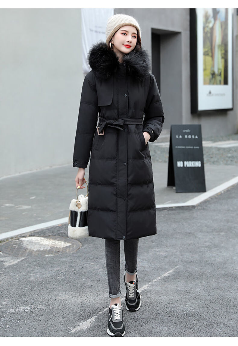 雅鹿京选品质2022冬季新款韩版女装长款九江羽绒服女大i码修身过膝