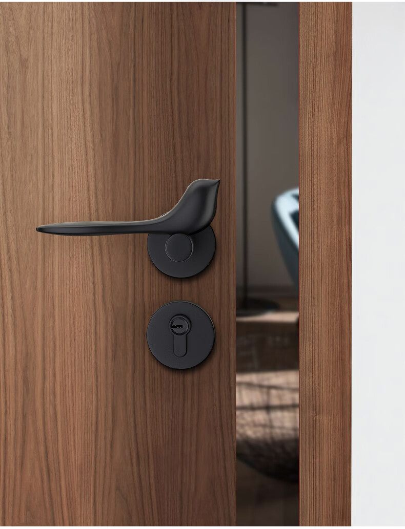 雷鸟pvd金色静音门锁室内轻奢简约卧室房门锁实木北欧现代分体锁复古