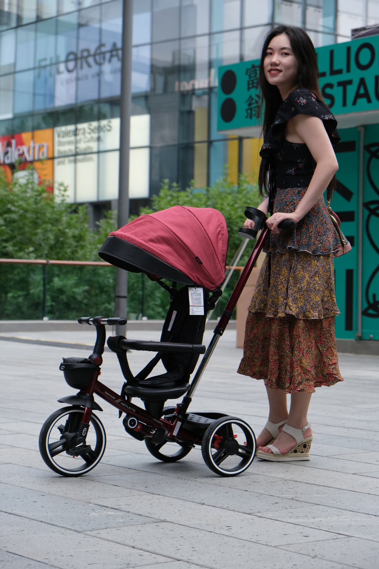 好莱福遛娃神器儿童三轮车手推三轮车折叠双向推行宝宝脚踏车15岁便携
