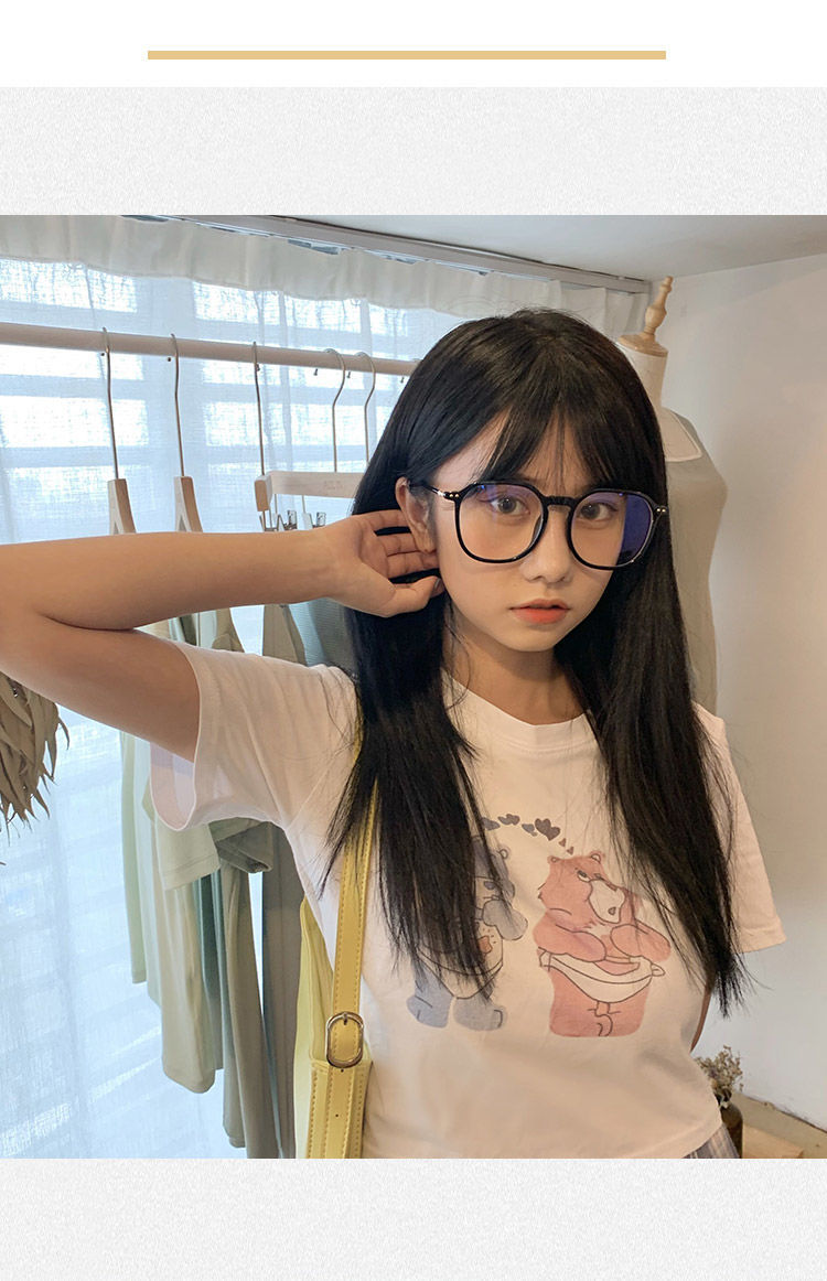 黑框眼镜女学生韩版大框圆脸防蓝光辐射眼镜近视有度数护眼睛网红 透