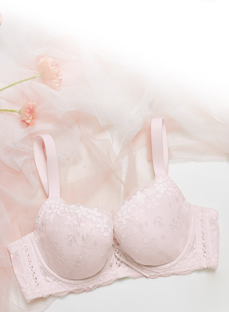 杯文胸新品精致派对上托稳定无海绵薄大胸胸罩内衣女夏黑色木瓜杯75h