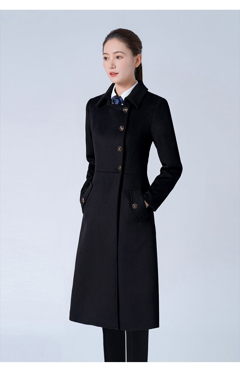 售楼部高端冬装工作服职业装毛呢大衣女中长款修身加棉加厚呢子外套