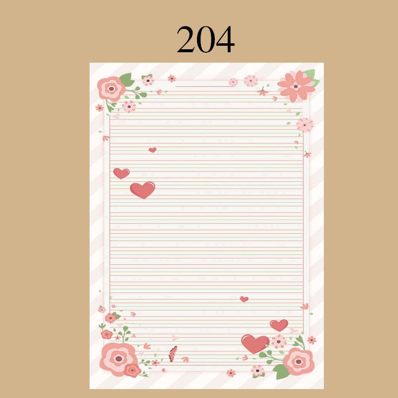 玟书书写纸a4彩色英文四线三格信纸花纹打印纸带图案a4英语卡通信签纸