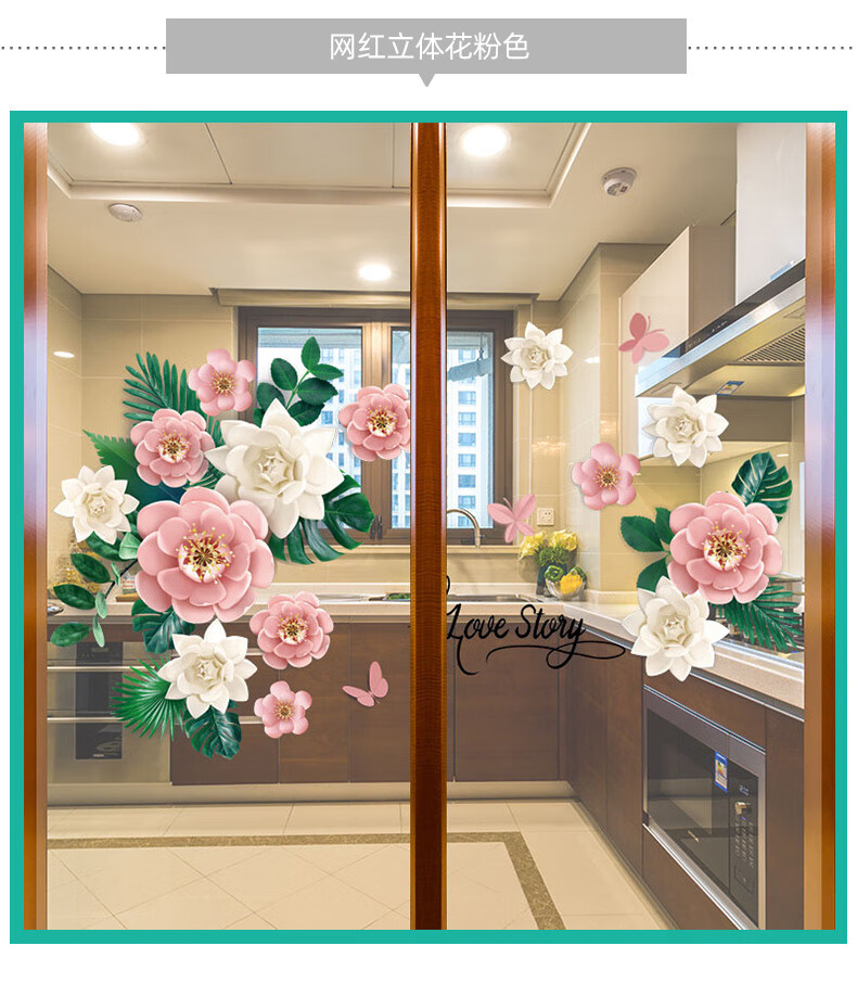 虔生缘(chansunrun) 厨房玻璃门防撞贴纸防水防油自粘装饰品布置窗贴