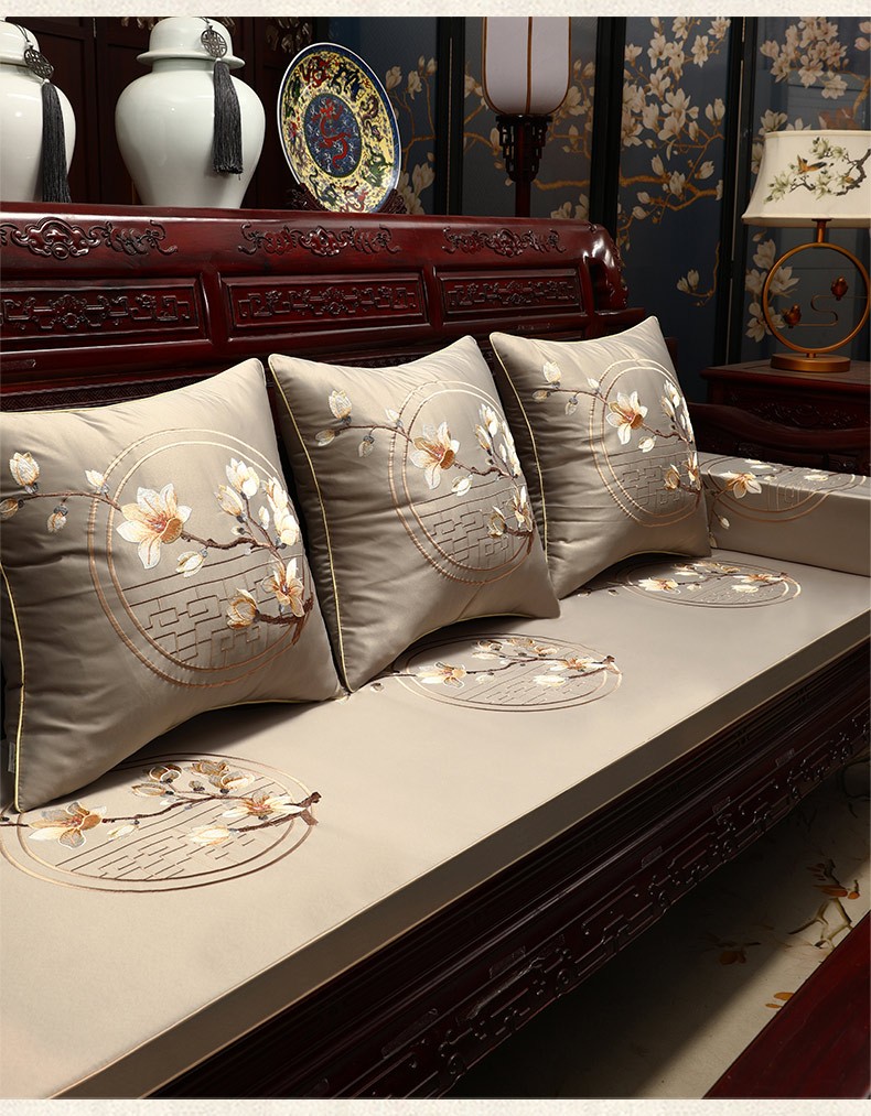 华幔盛庭红木沙发坐垫新中式罗汉床坐垫实木家具座垫四季通用棉麻防滑