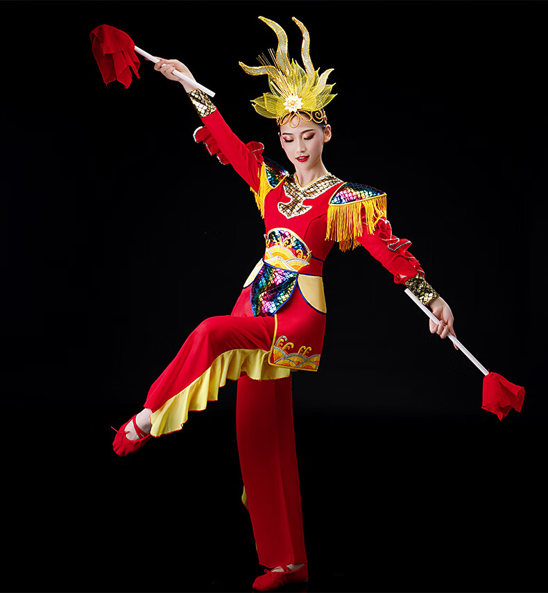 威风锣鼓服装打鼓服演出服中国风腰鼓扭秧歌的衣服大鼓表演服装演出服