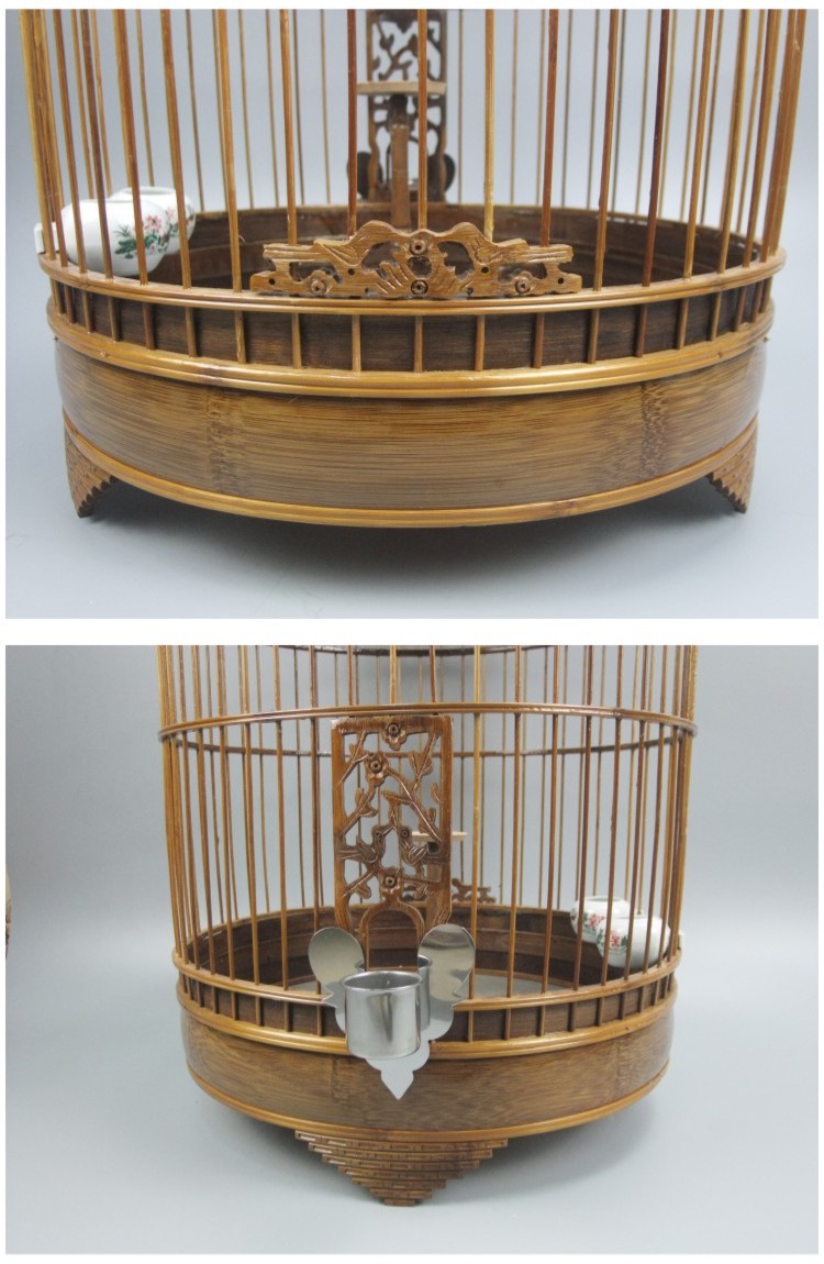 紫竹百灵鸟笼竹制百灵云雀笼凤头百灵小沙鸟笼全套配齐装饰鸟笼子原色