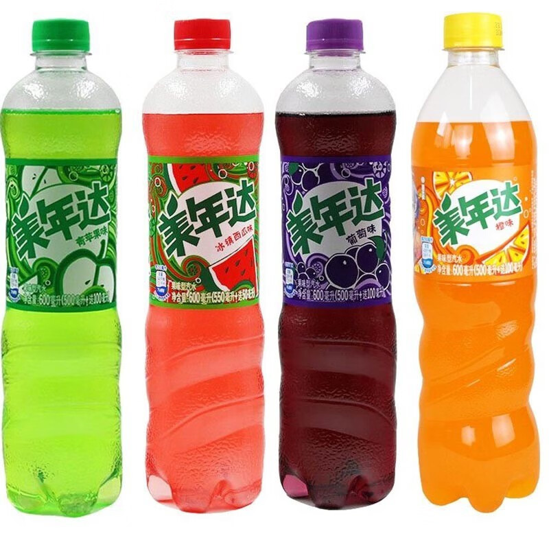 百事pepsi美年达600ml8瓶橙味青苹果味葡萄味冰镇西瓜百香果菠萝口味