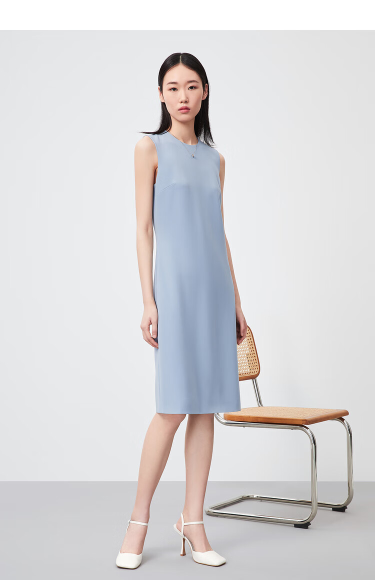 ovv春夏日本进口三醋酸面料基础无袖连衣裙gqlwj21001a 蓝灰06 m