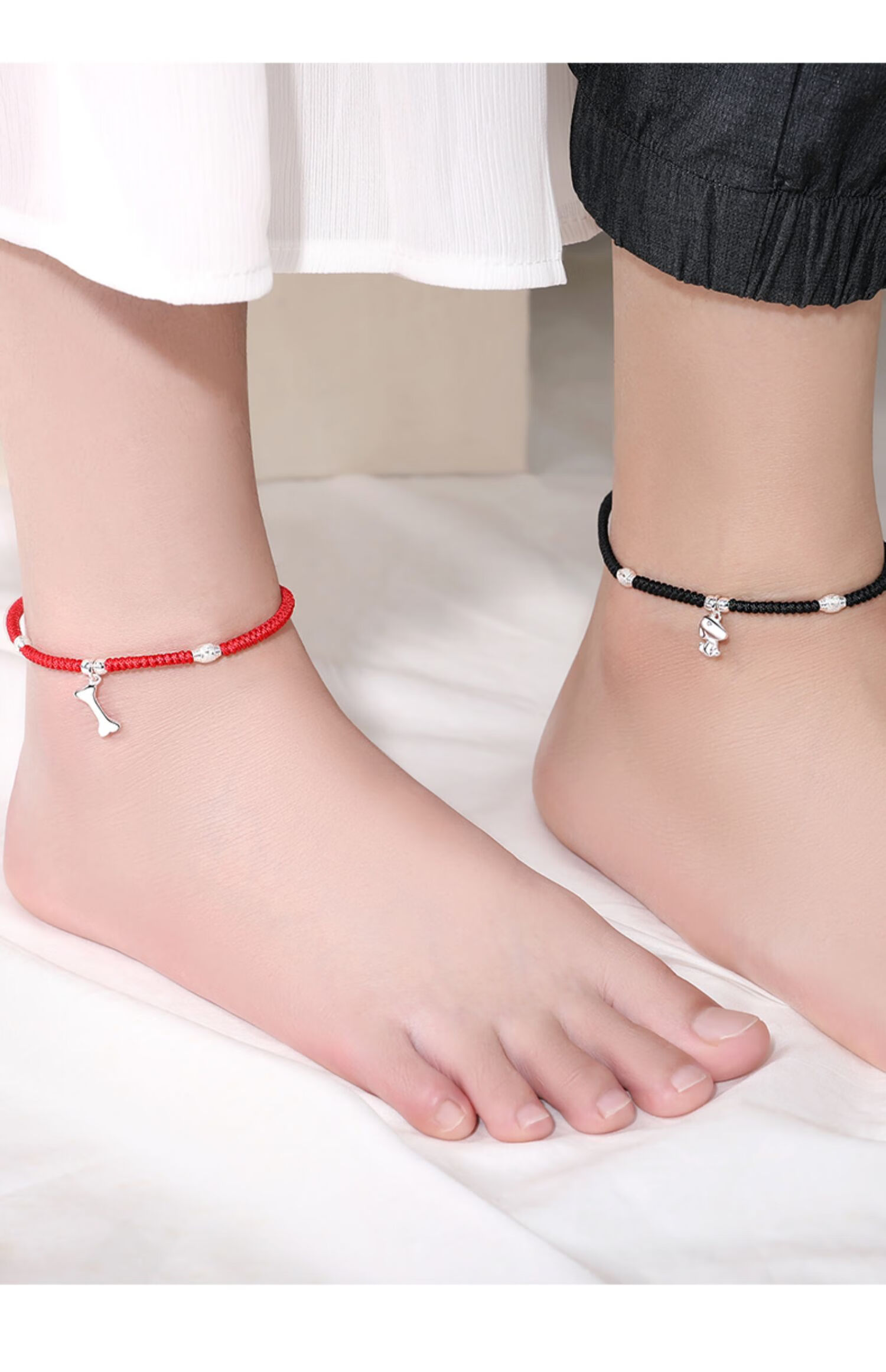 思物思我情侣脚链脚脖子红绳男女学生足饰小众轻奢手工编织潮饰品情人