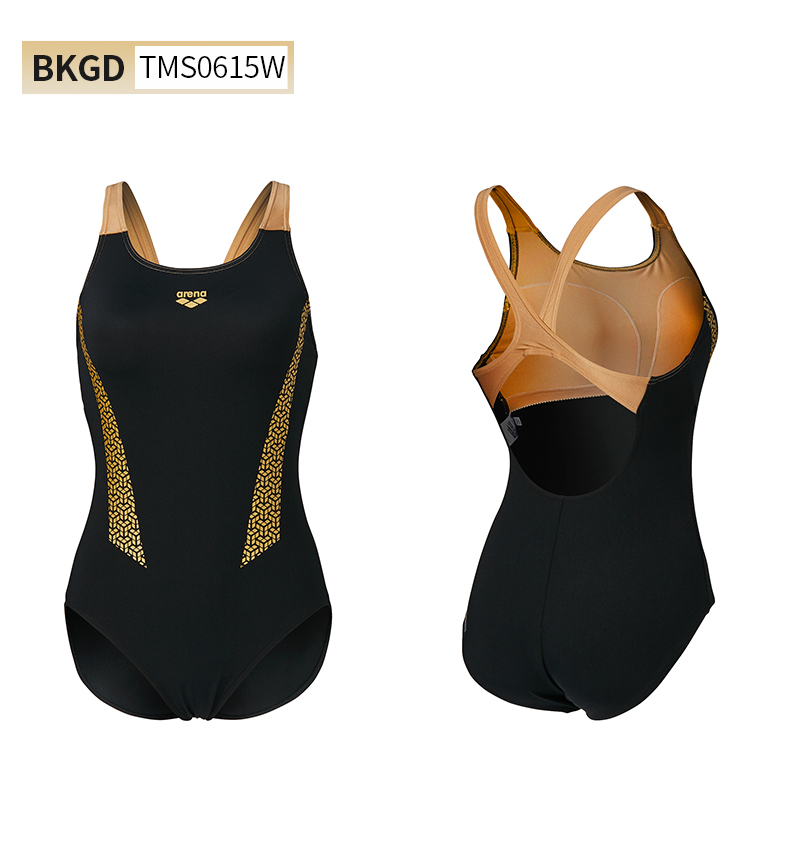 阿瑞娜arena泳衣女士专业运动训练连体三角抗氯速干显瘦游泳衣bkgd黑