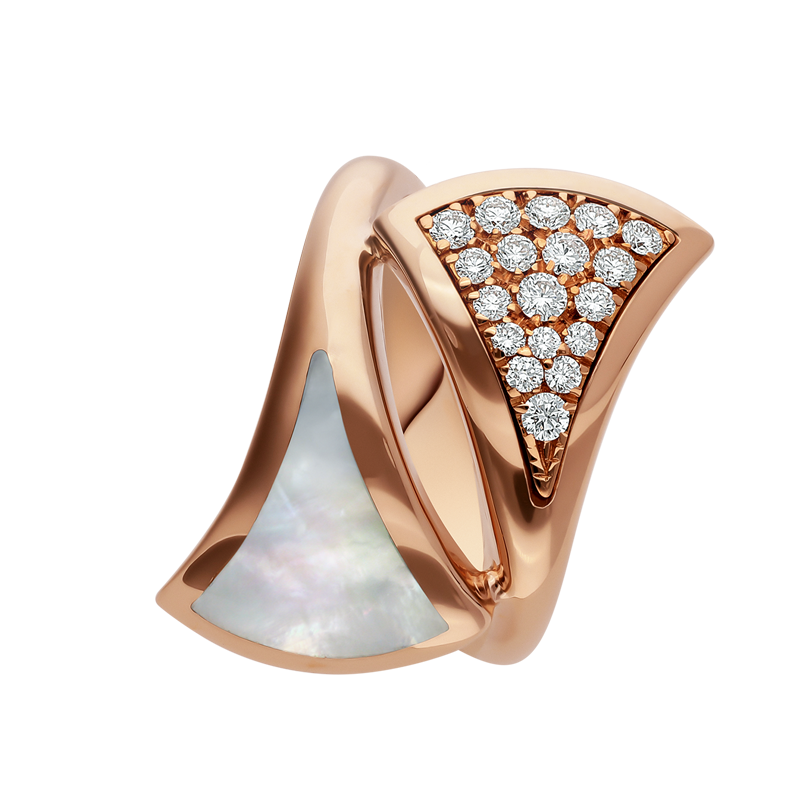 【联保】bvlgari宝格丽女士扇形珍珠母贝镶钻戒指 #53【图片 价格