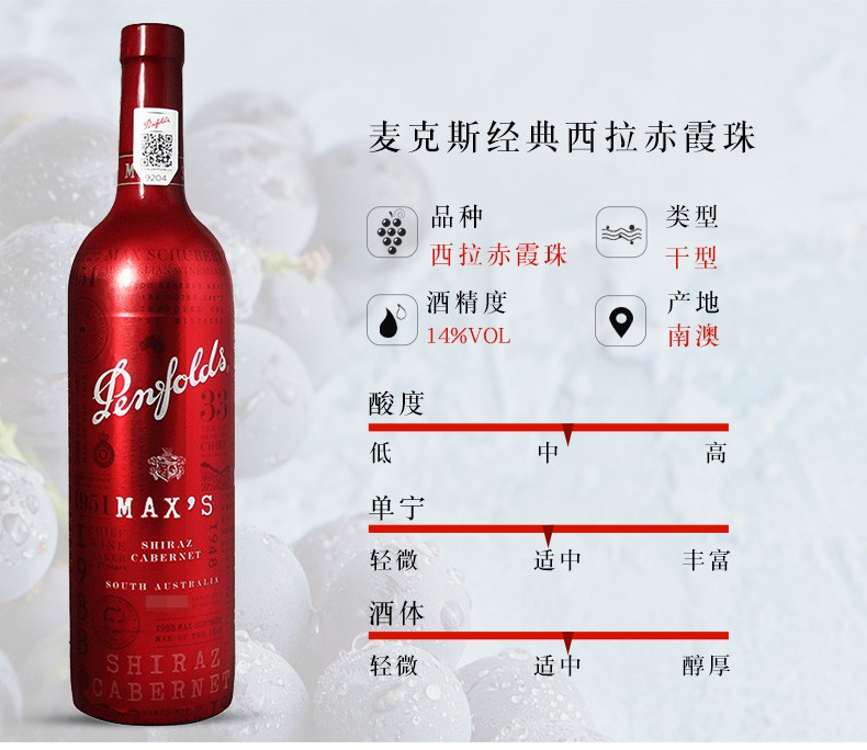 奔富麦克斯maxs干红葡萄酒澳洲原瓶进口红酒赫彩赤霞珠750ml2礼盒装