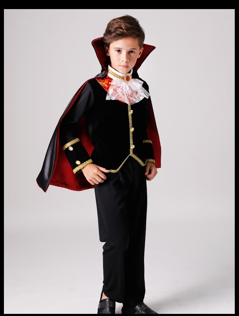 万圣节儿童服装男女童cosplay服 儿童衣服服吸血鬼伯爵披风套装角色