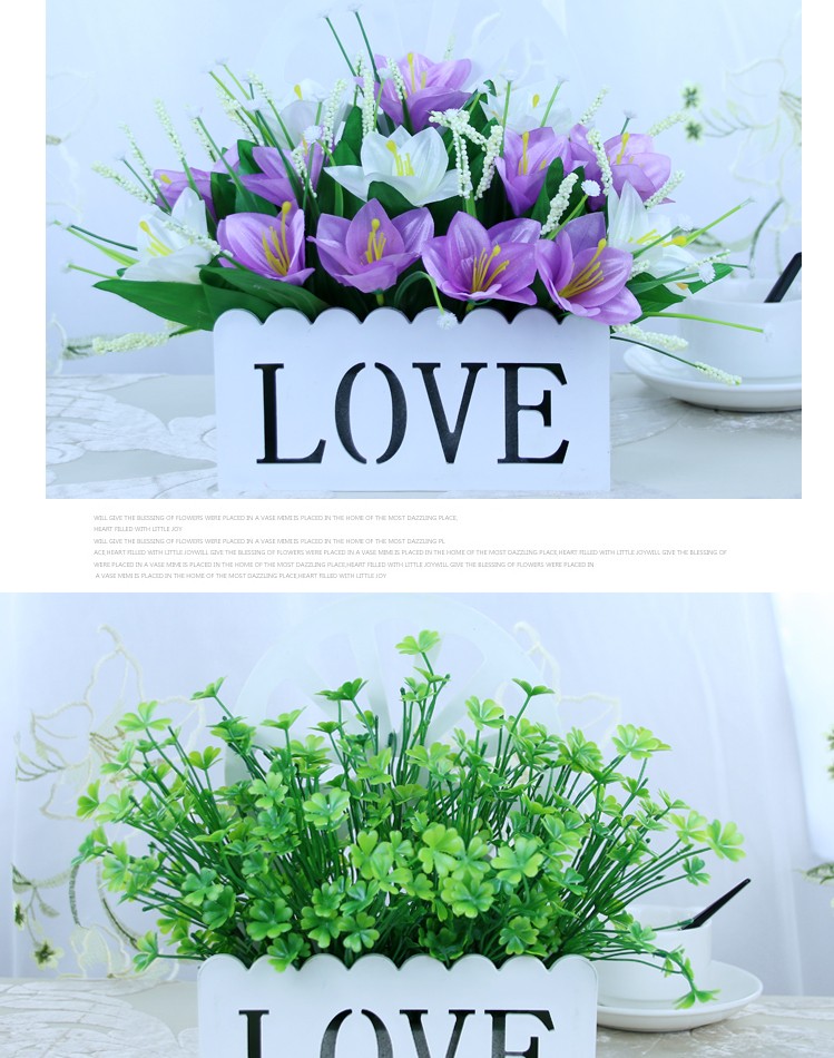 可狄(kedi) 温馨家居love挂墙花篮 壁挂式仿真花花盆插花套装花篮墙壁